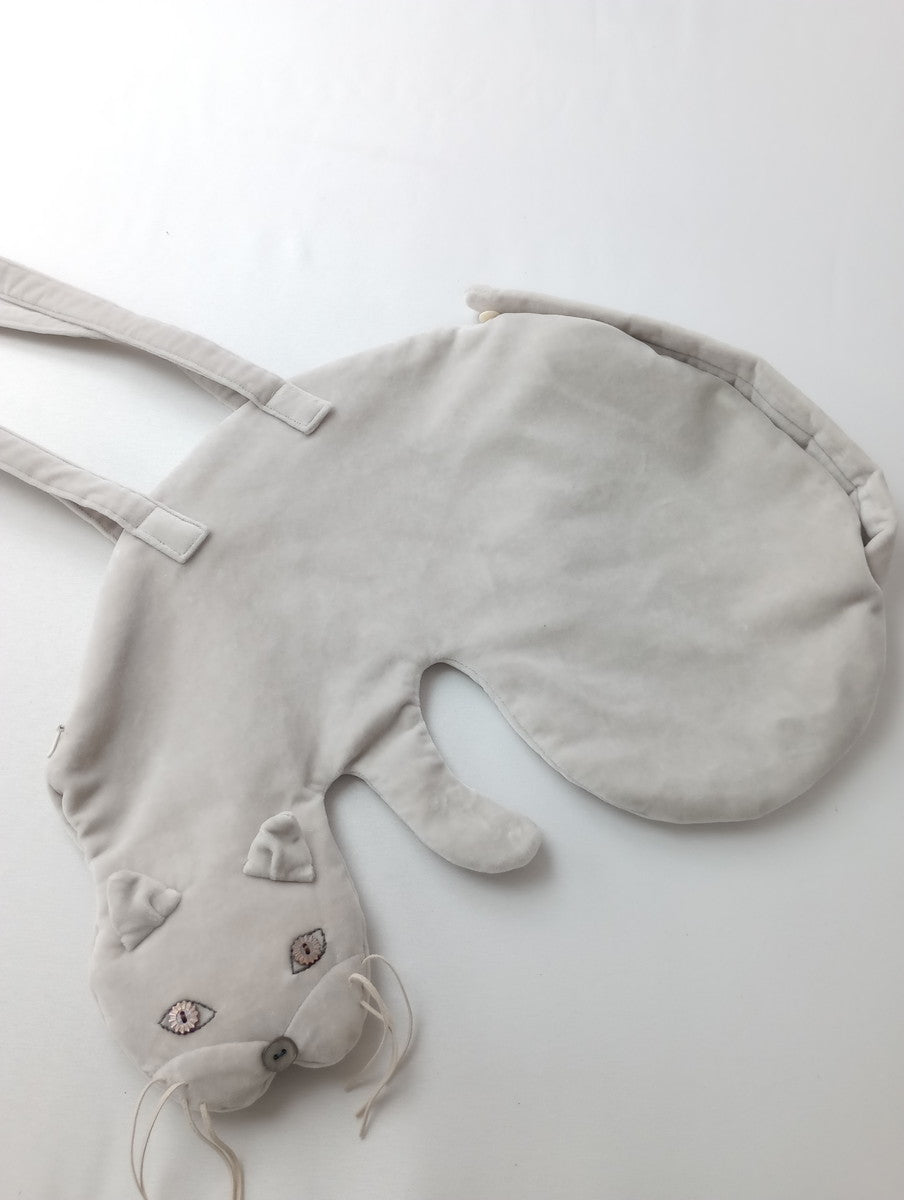 mina perhonen ミナペルホネン  miyao bag  ミャオバッグ  ベロア コットン  ライトグレー 【中古】