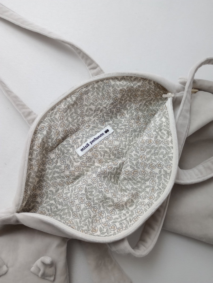 mina perhonen ミナペルホネン  miyao bag  ミャオバッグ  ベロア コットン  ライトグレー 【中古】