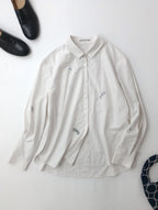 minaperhonen ミナペルホネン choucho ブラウス コットン シャツ 長袖 白 38  【中古】