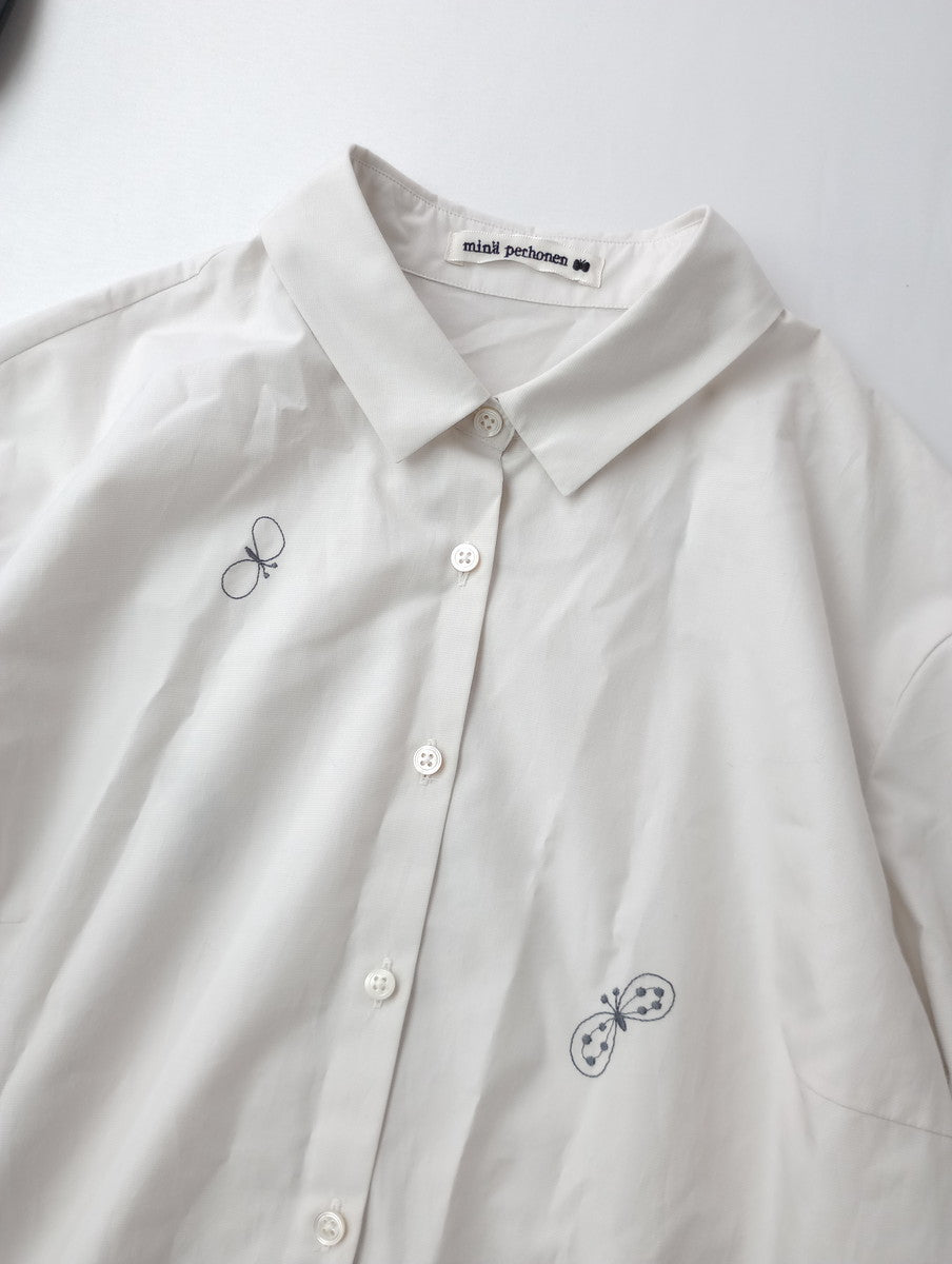 minaperhonen ミナペルホネン choucho ブラウス コットン シャツ 長袖 白 38  【中古】