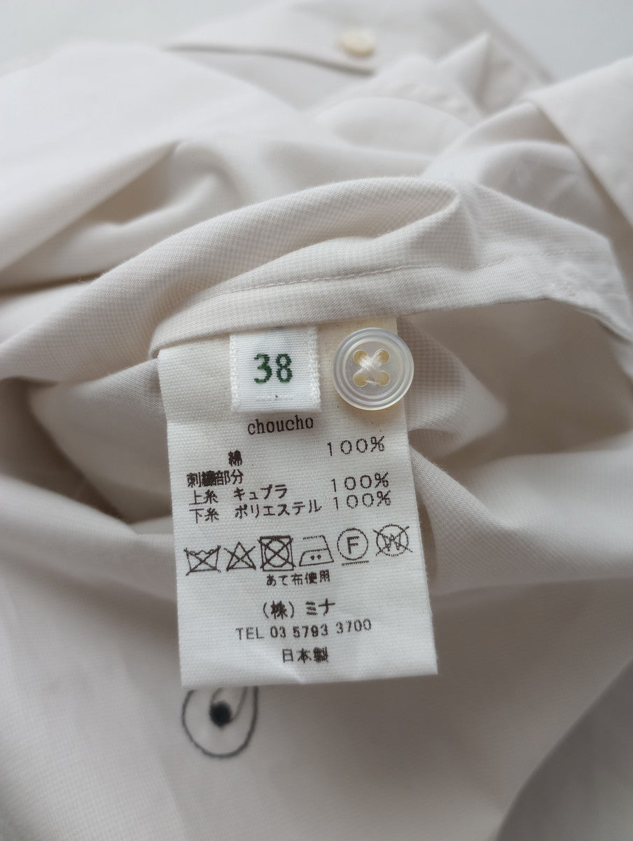 minaperhonen ミナペルホネン choucho ブラウス コットン シャツ 長袖 白 38  【中古】