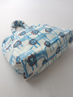 mina perhonen  ミナペルホネン  look_skip bag  スキップ バッグ ブルー 白 【中古】