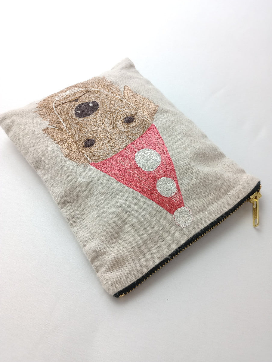 Coral ＆Tusk  × 石田ゆり子  コーラルアンドタスク 愛犬 雪ちゃん 刺繍付き ポーチ 生成り 【中古】