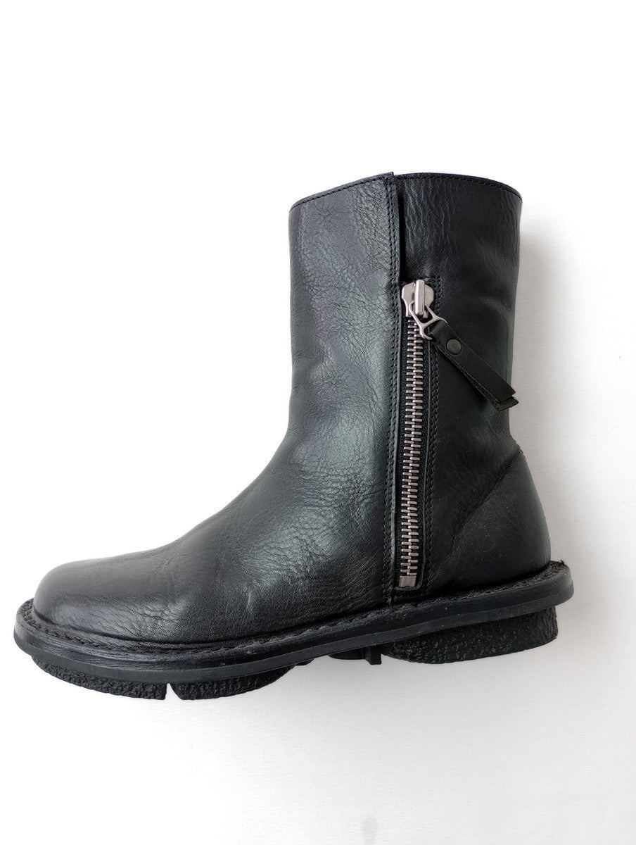 trippen トリッペン Deer f  black-waw/black-sft  サイド シップ レザーブーツ 靴  黒 ブラック 37  【中古】