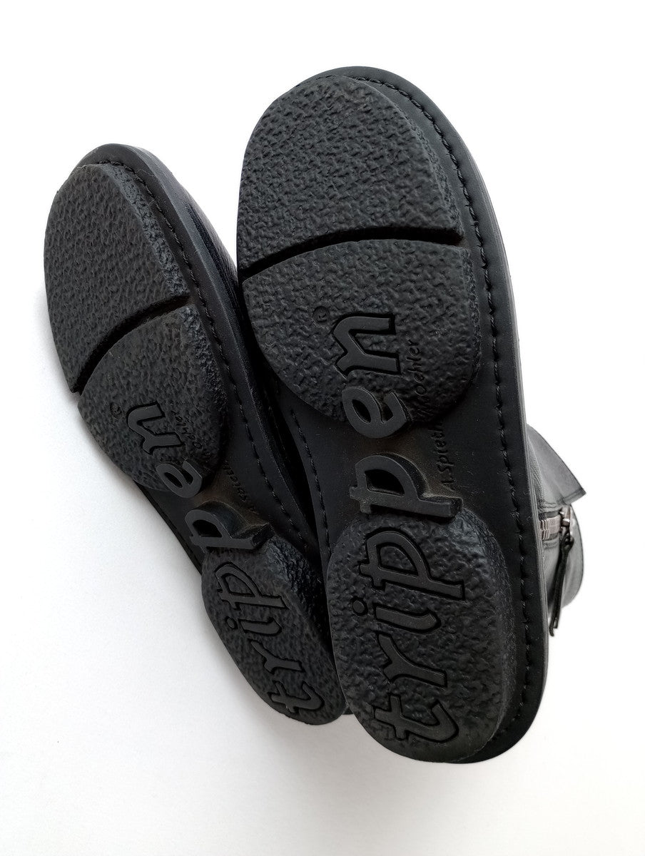 trippen トリッペン Deer f  black-waw/black-sft  サイド シップ レザーブーツ 靴  黒 ブラック 37  【中古】