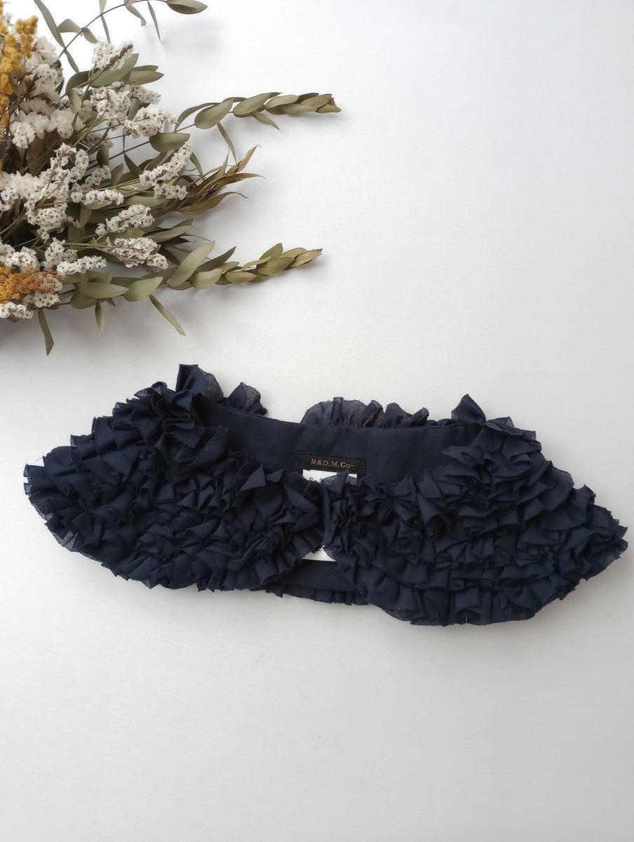 新品 R&D. M. Co-  オールドマンズテーラー  FRILL COLLAR フリルカラー 付け襟  ネイビー 【中古】