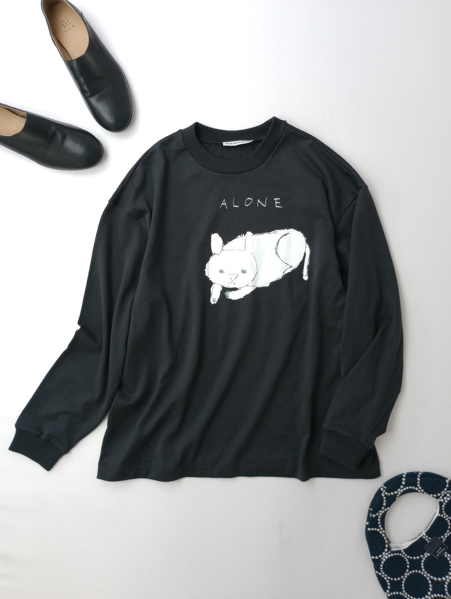 mina perhonen　ミナペルホネン piilo leikki　ロングスリーブカットソー 黒 ブラック M  【中古】