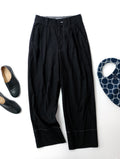 <染> encore MARGARET HOWELL マーガレ ットハウエル WASHED COTTON POPLIN TROUSERS トラウザーパンツ 黒 ブラック 1  【中古】