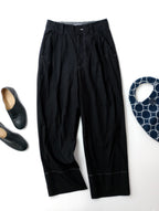 <染> encore MARGARET HOWELL マーガレ ットハウエル WASHED COTTON POPLIN TROUSERS トラウザーパンツ 黒 ブラック 1  【中古】