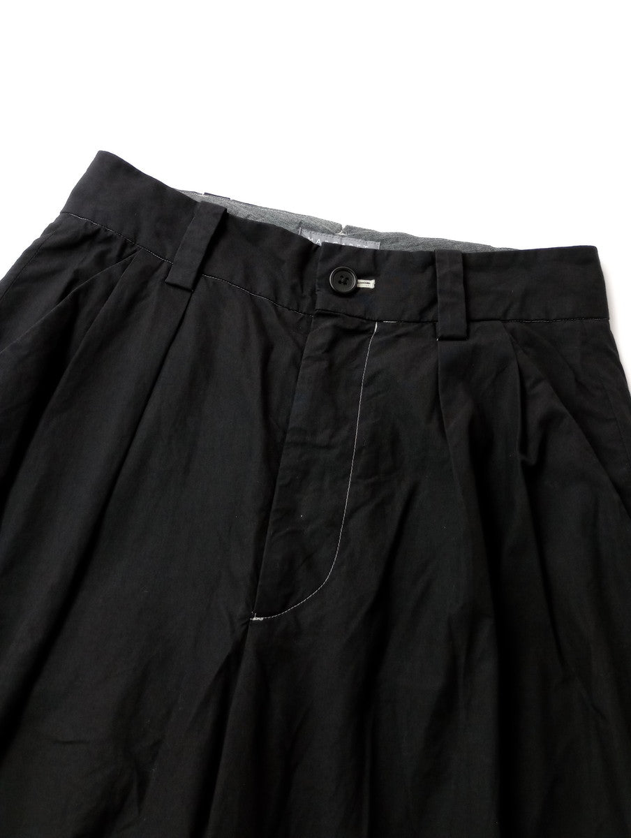 <染> encore MARGARET HOWELL マーガレ ットハウエル WASHED COTTON POPLIN TROUSERS トラウザーパンツ 黒 ブラック 1  【中古】