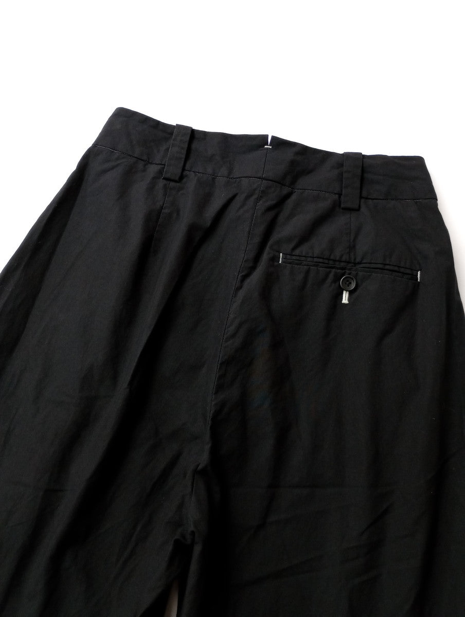 <染> encore MARGARET HOWELL マーガレ ットハウエル WASHED COTTON POPLIN TROUSERS トラウザーパンツ 黒 ブラック 1  【中古】