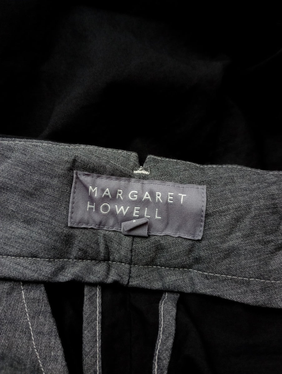<染> encore MARGARET HOWELL マーガレ ットハウエル WASHED COTTON POPLIN TROUSERS トラウザーパンツ 黒 ブラック 1  【中古】