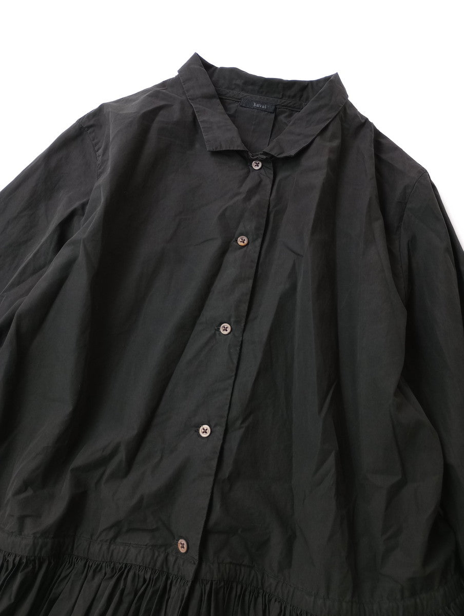 <染> encore   kaval カヴァル コットンギャザー ロングワンピース 黒 ブラック 【中古】