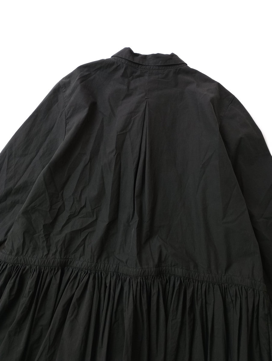 <染> encore   kaval カヴァル コットンギャザー ロングワンピース 黒 ブラック 【中古】