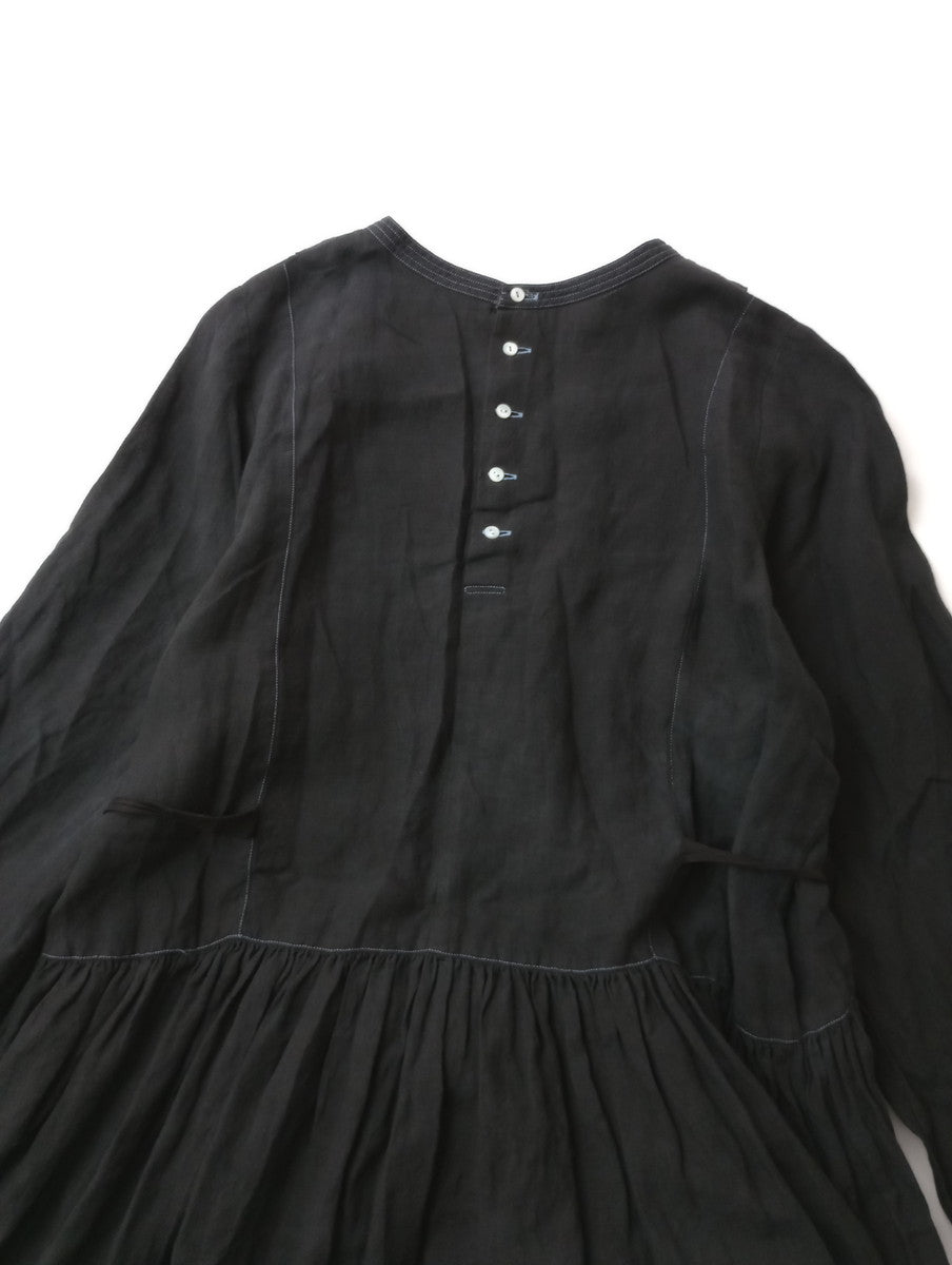 〈染〉encore Ikkuna suzuki takayukl イクナ スズキタカユキタック ロングドレス 黒 ブラック 【中古】