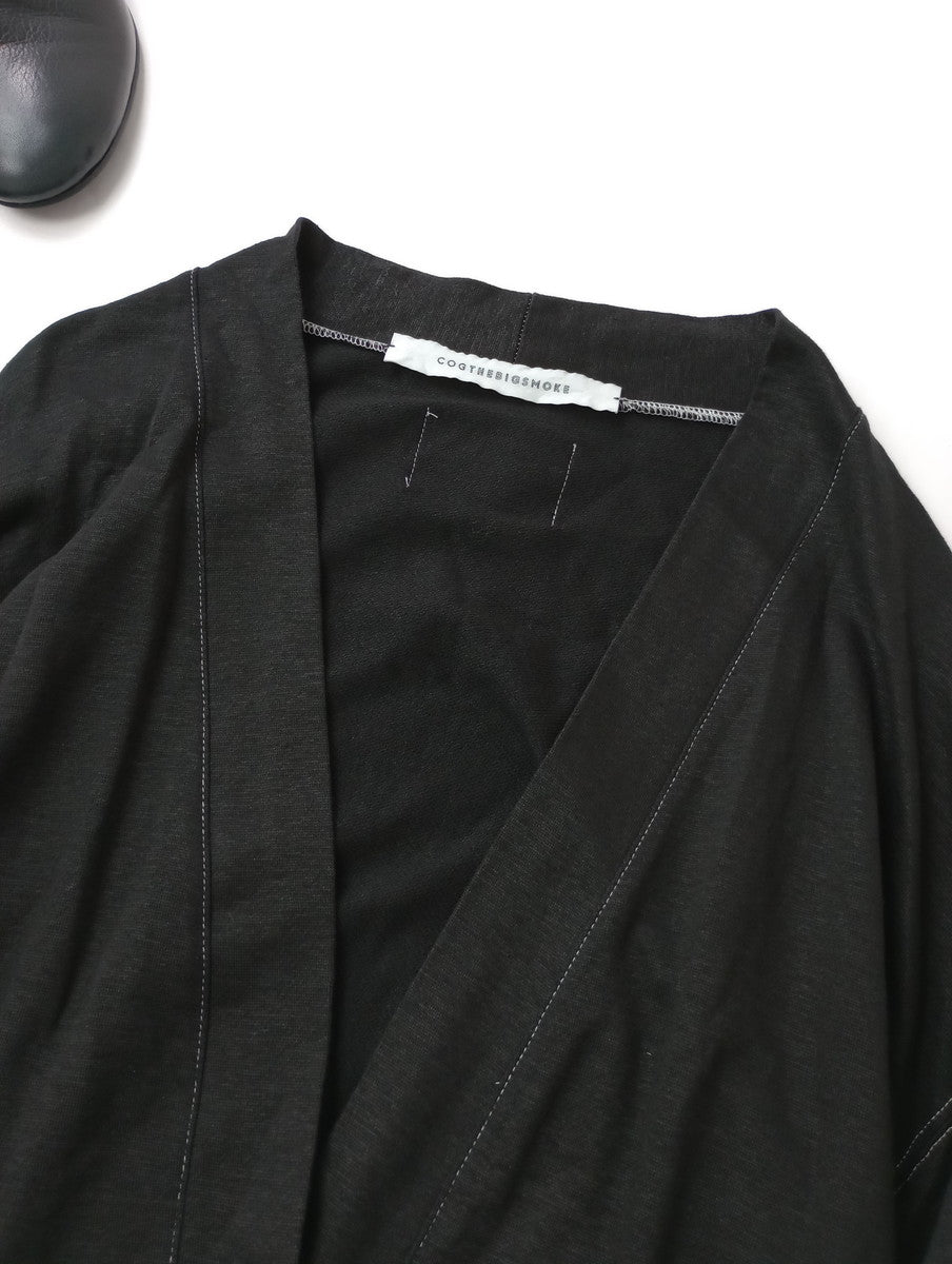 〈染〉encore  COSTHEBIGSMOKE  コグザビッグスモーク  カーディガン 羽織 黒 ブラック 【中古】