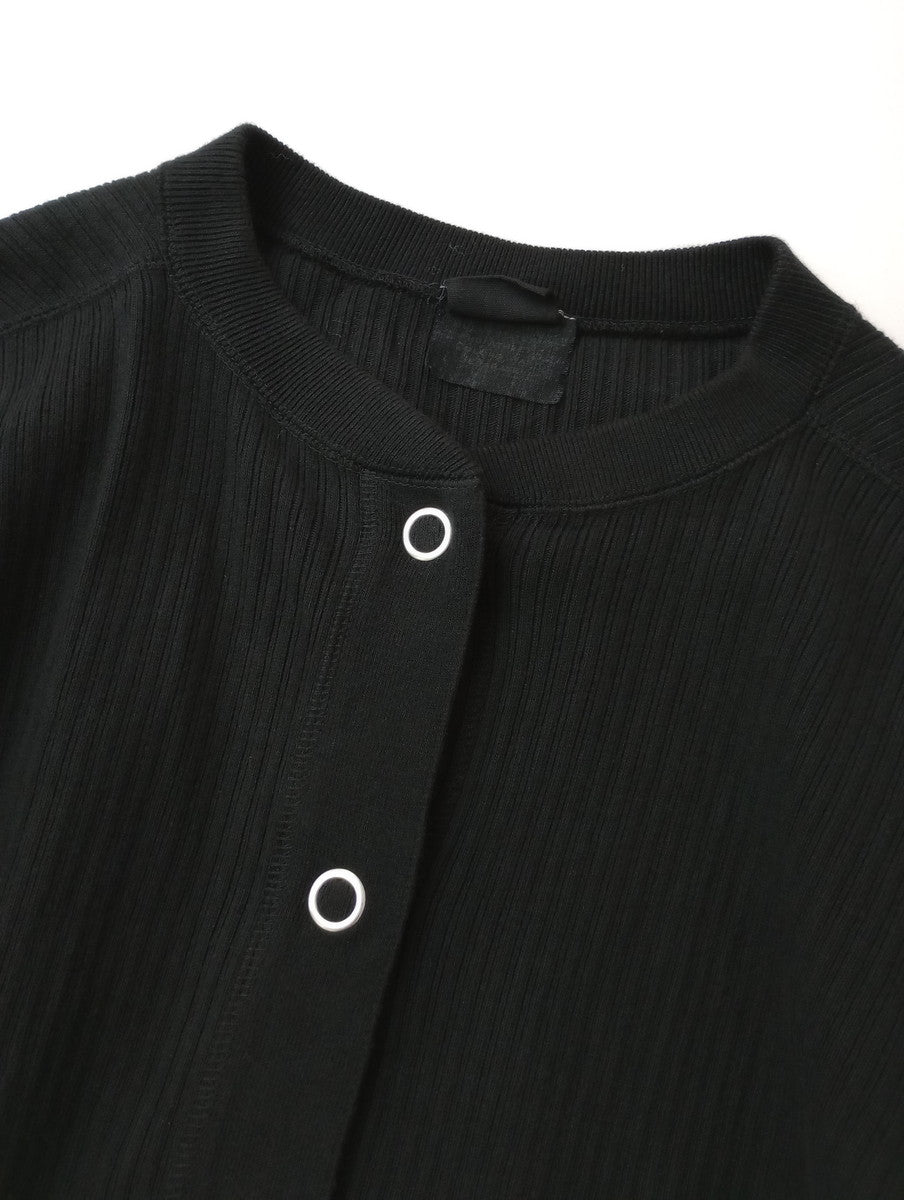 〈染〉encore THE SHINZONE シンゾーン CAPLINE PLINE CARDIGAN ケー プリン カーディガン 羽織  リブ 黒 ブラック 【中古】